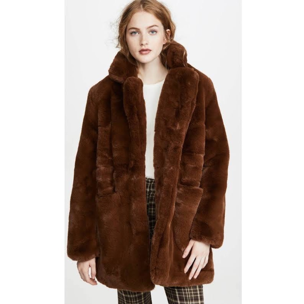 Apparis faux fur coat brown